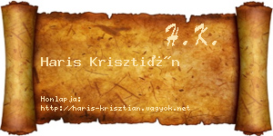 Haris Krisztián névjegykártya