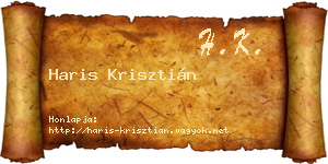 Haris Krisztián névjegykártya